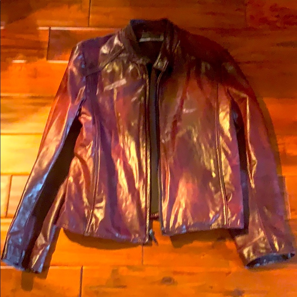 Kenneth Cole burgundy leather jacket